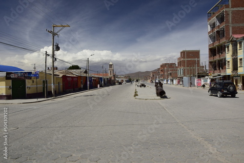 Uyuni, Bolivia - 09 february 2017: Street scene in Uyuni village.