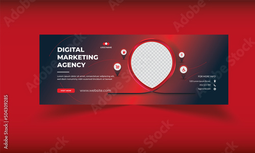 Digital marketing agency red black stylish premium concept social media timeline cover
