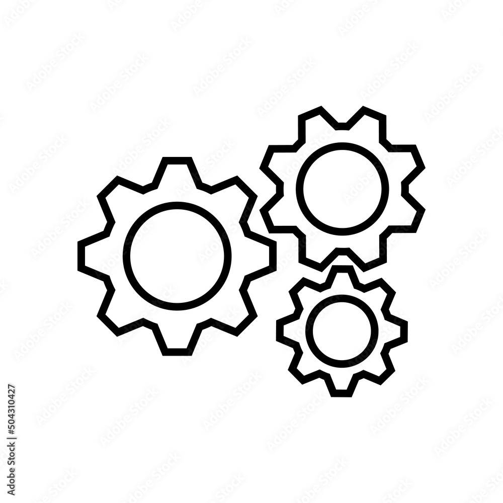 Gear icon template color editable. Gear symbol vector sign isolated on white background.