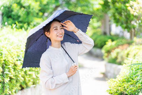 Canvas 日傘をさす女性（紫外線対策・日焼け止め・UVケア・熱中症対策・美容・ビューティー）