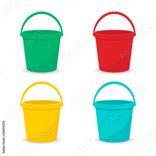 Obraz na płótnie Set of colourful bucket illustration, vector w salonie