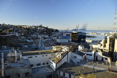 View on Cityscape of historical city Valparaiso. Chili