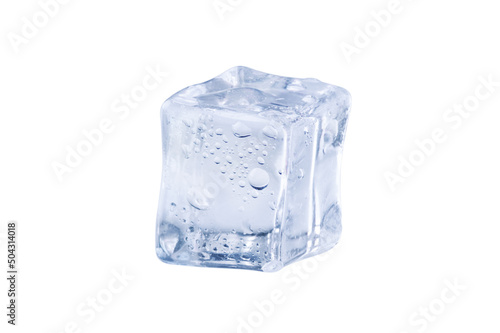 Melting ice cubes isolated on white background. Ice cube for refreshing drink.