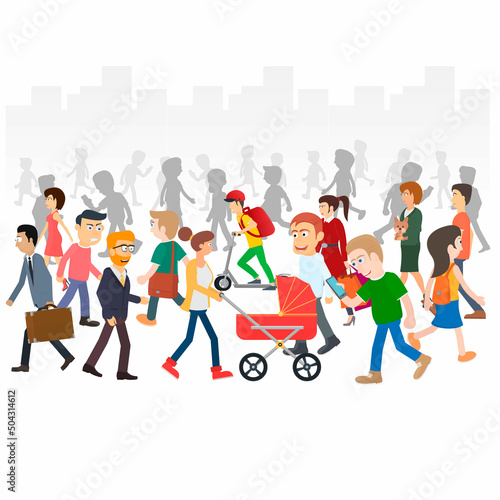 People in the crowd. Passerby, vector illustration