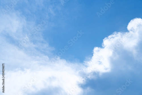 Blue sky white clouds and Beautiful puffy fluffy cumulus cloud  cloudscape background.