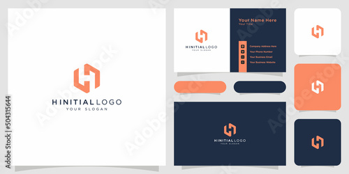 h initial logo concept business card template photo