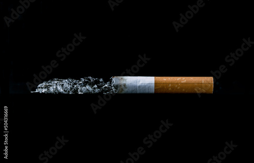 Cigarette ashes.Cigarettes burning.World no tobacco day.Sign of stop smoking for no smoking day.