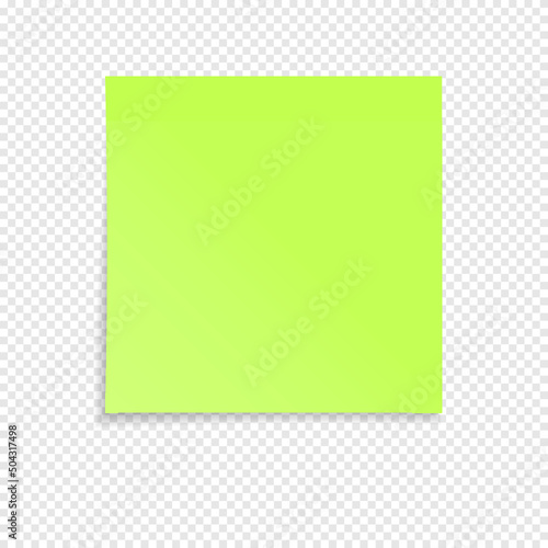 Green sticky note isolated on a transparent background
