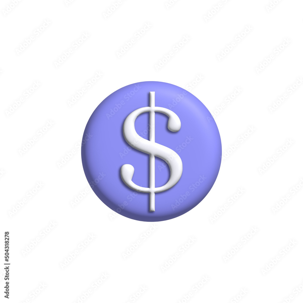 illustration of the dollar icon 3d rendering. Cartoon minimalistic style illustration of the dollar icon 3d rendering. Cartoon minimalistic style