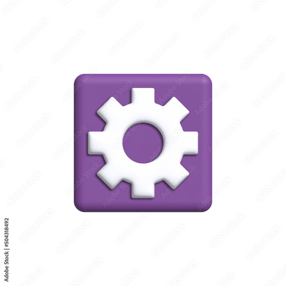 illustration of the gear icon 3d rendering. Cartoon minimalistic style