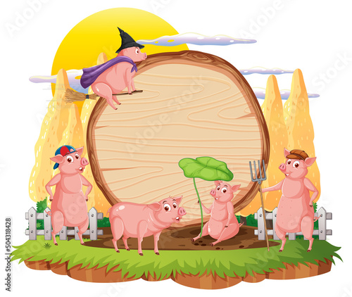 Empty banner template with farm animals