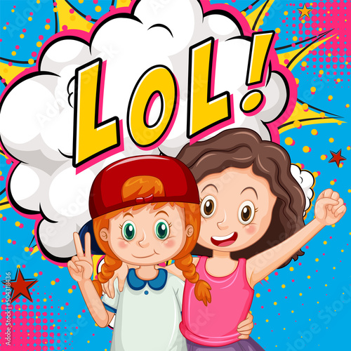 Abbreviation and facial expression retro comic banner design