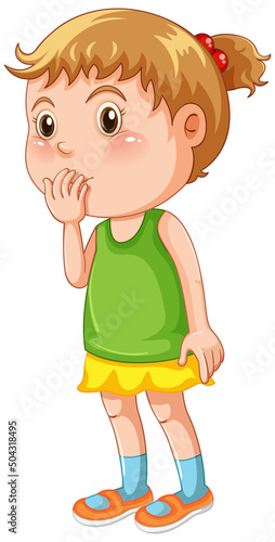 Cute girl wearing green shirt cartoon character