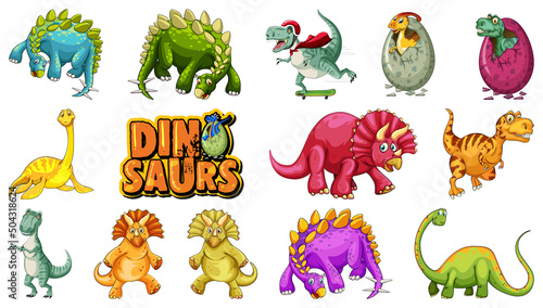 Different dinosaurs and text design