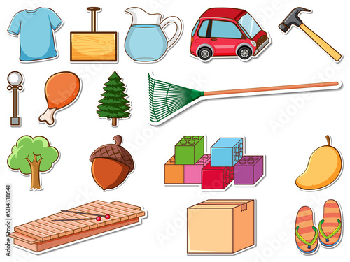 Sticker set of mixed daily objects