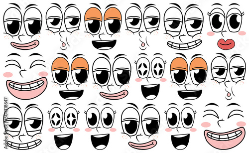 Set of facial expression on white background