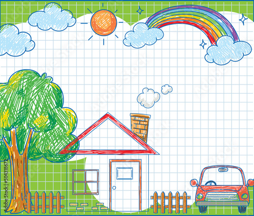 Hand drawn coloured crayon background template