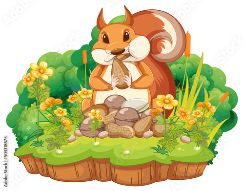 A squirrel eating nuts on island