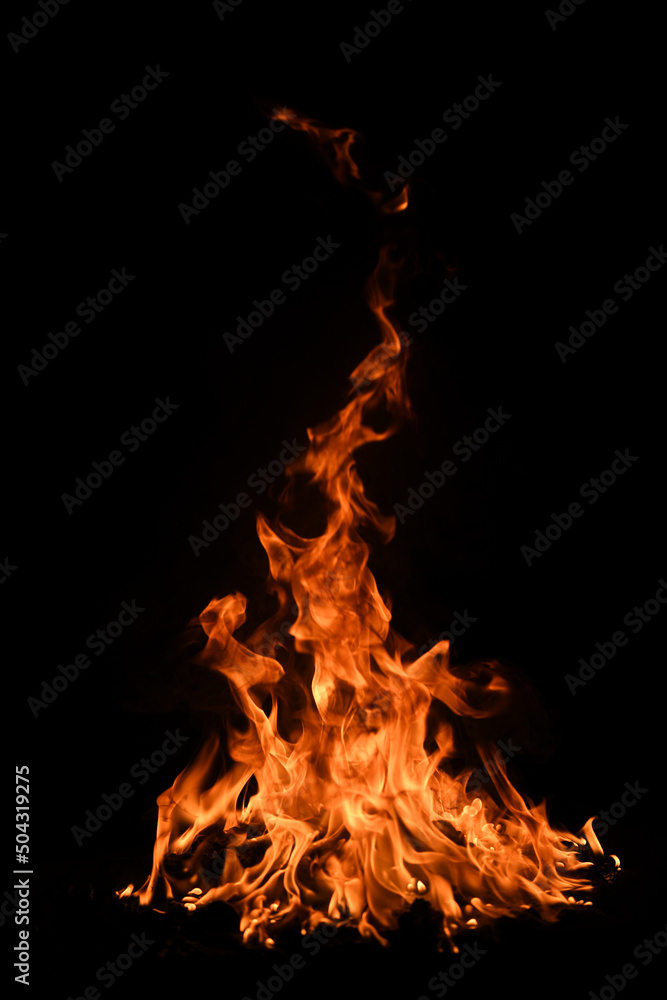 Fire flame isolate on black background. Burn flames, abstract texture. Art design for fire pattern, flame texture. Fire flame isolate on black background. Burn flames, abstract texture. Art design for fire pattern, flame texture.