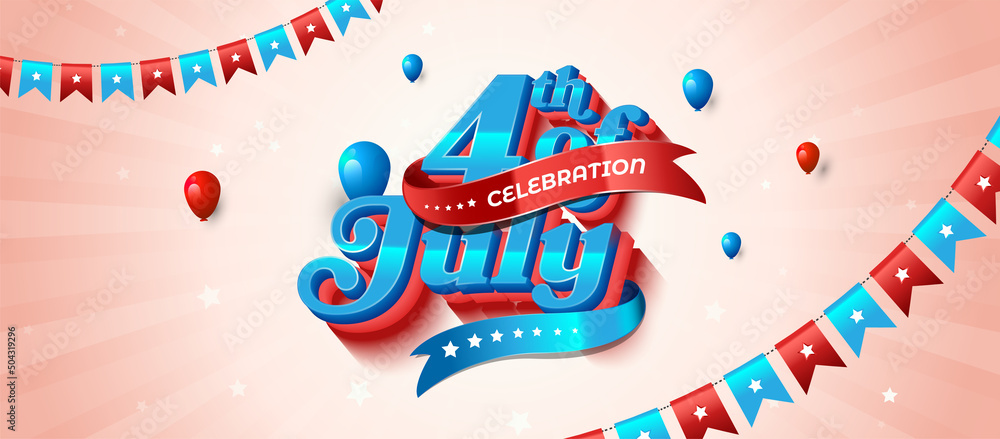 American Independence Day Celebration Banner Background, Festive vector illustration, fourth of July illustration, 4th of July Celebration Banner Background Template