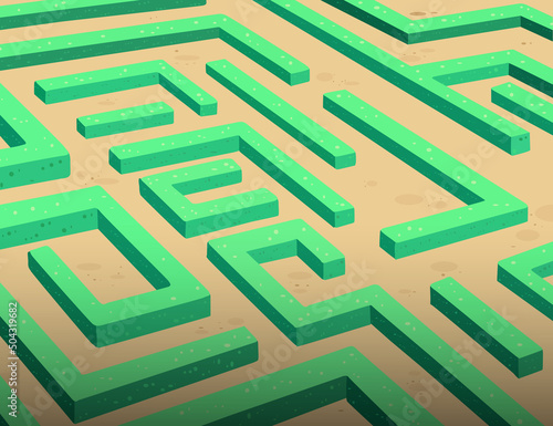 abstract green maze labyrinth cartoon style