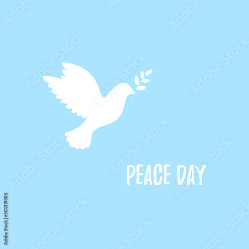 International Peace Day, Vector illustration design white dove on blue background isolated.