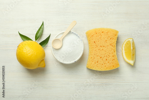 Quadro em tela Concept of household cleaners with lemon acid