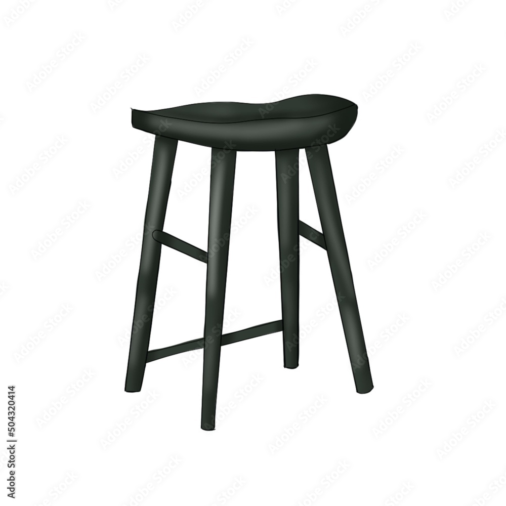 Black Chair Isolated On A White Background Hand Drawn Illustration Black Chair Isolated On A White Background Hand Drawn Illustration