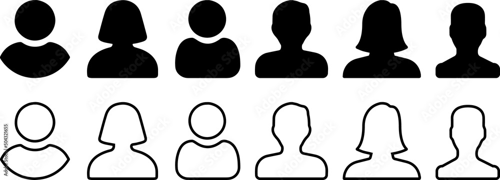 User Icon set. Profile icon. Monochrome icon. People sign. account symbol. Leader and workers. People icon set in trendy flat style. Team logo. Icon for business card  design. Vector