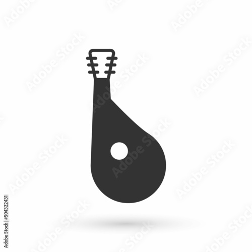 Grey Ukrainian traditional musical instrument bandura icon isolated on white background. Vector