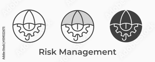 Risk management icon. Black vector illustration isolated on white background.