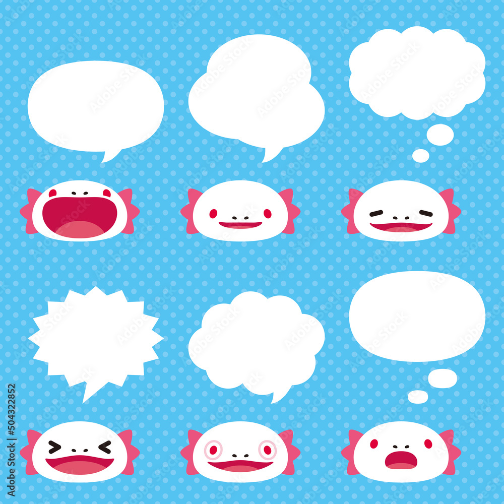 Naklejka premium ウーパールーパー 吹き出し 6種 セット