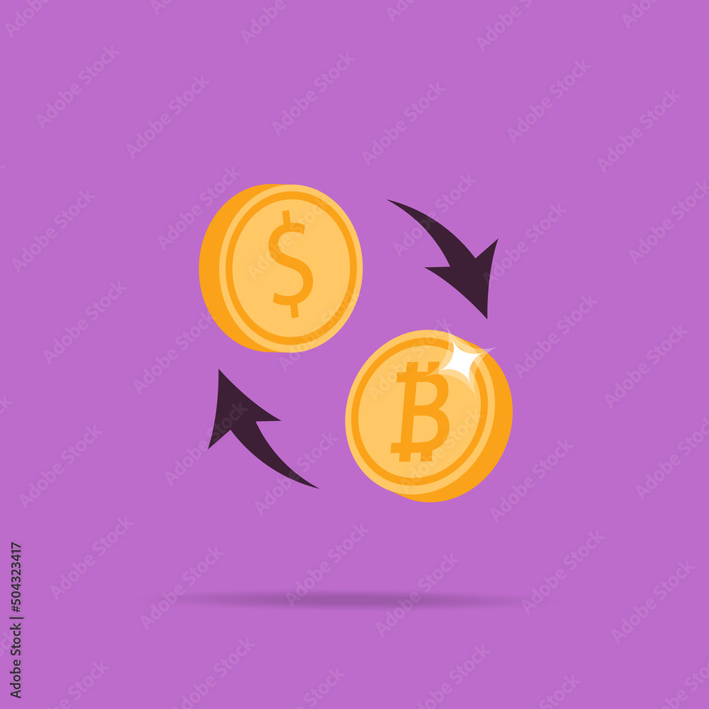 Vector dollar bitcoin exchange icon design Vector dollar bitcoin exchange icon design
