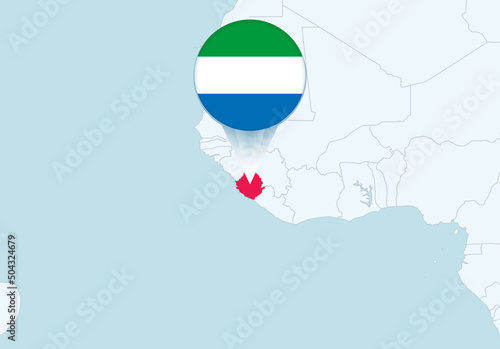 Free Download Africa with selected Sierra Leone map and Sierra Leone flag icon. - GFXLoad