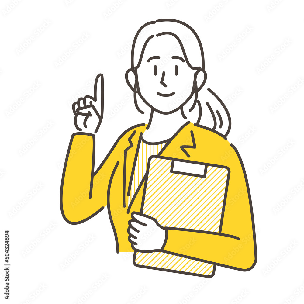 Business Woman with a smile with the index finger up [Vector illustration material]