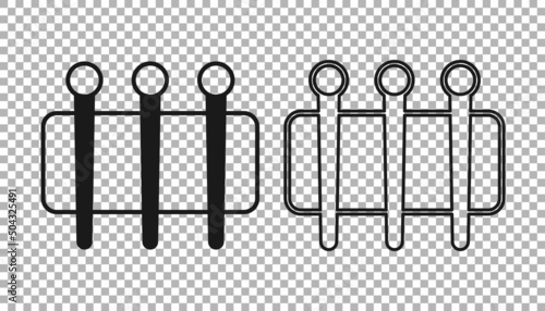Black Needle for sewing icon isolated on transparent background. Tailor symbol. Textile sew up craft sign. Embroidery tool. Vector