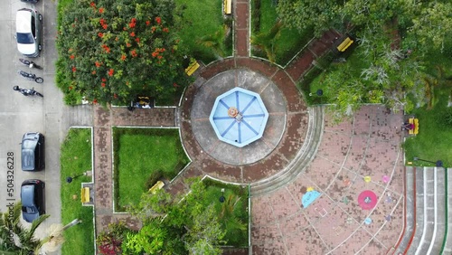 view of a drone rising over Balboa Risaralda Park in Colombia. photo