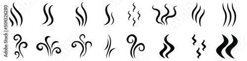 Aroma icon vector set. smell illustration sign collection. vaporize symbol or logo. Outline symbols smoke, cooking steam odour, fume of flame. 