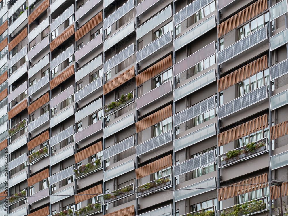 Obraz premium Image of Apartment windows with balconies pattern