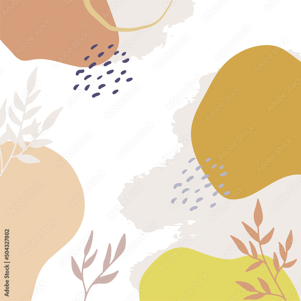 Fototapeta premium Floral square templates. Spring flowers and leaves. Flat style vector illustration for social media posts, mobile apps, cards, invitations, banner design and web advertising and web, internet ads