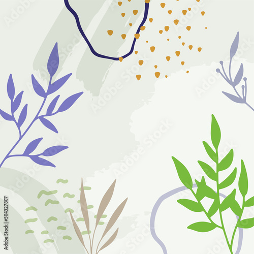 Floral square templates. Spring flowers and leaves. Flat style vector illustration for social media posts, mobile apps, cards, invitations, banner design and web advertising and web, internet ads