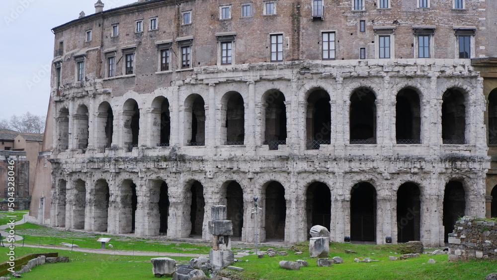 Theatre of Marcellus in Rome on a sunny summer day, Italy. 