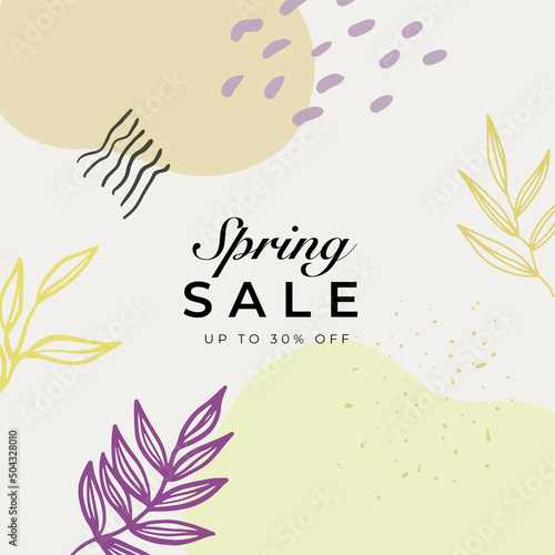 Wallpaper Mural Spring fall summer sketches and line doodles hand drawn design floral elements. Vector illustration Torontodigital.ca