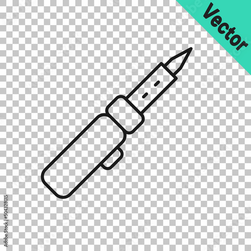 Black line Soldering iron icon isolated on transparent background. Vector