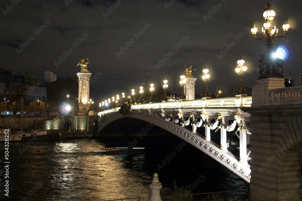 Fototapeta premium bridge over the river at night