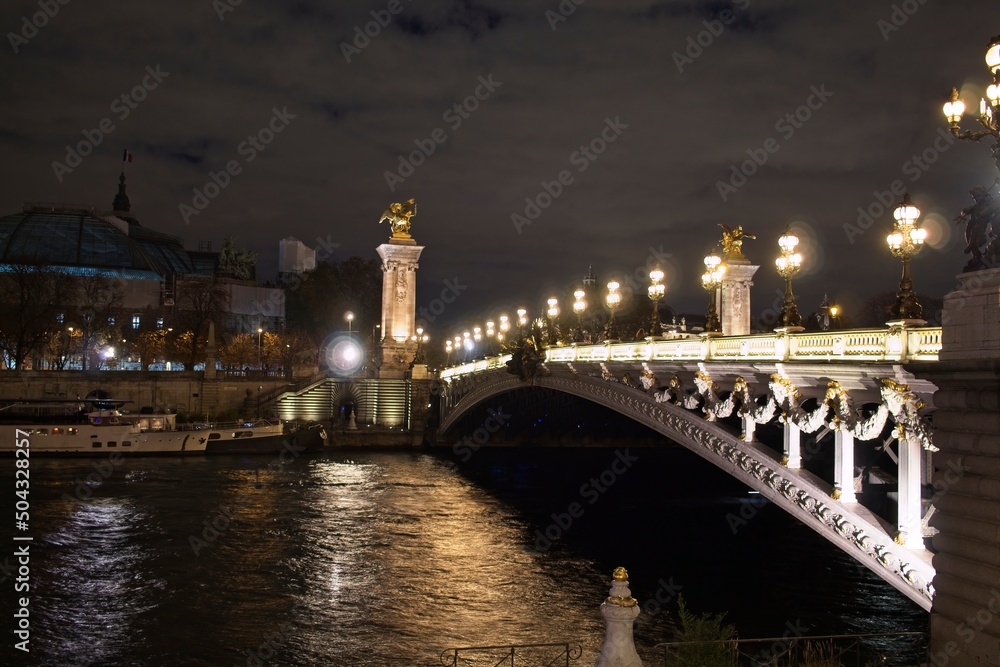 Fototapeta premium bridge over the river at night