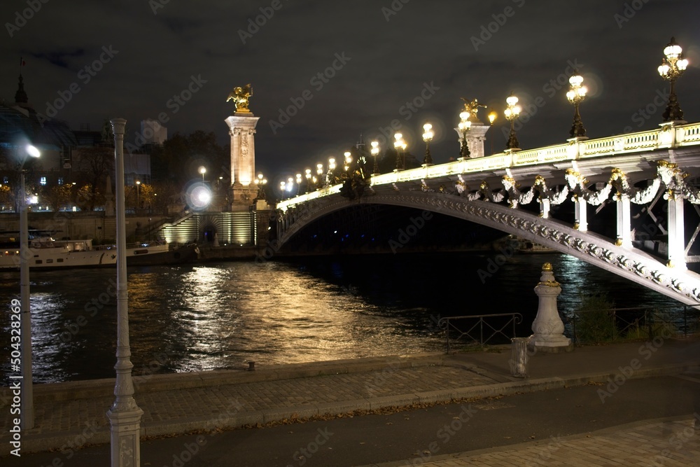 Fototapeta premium bridge over the river at night