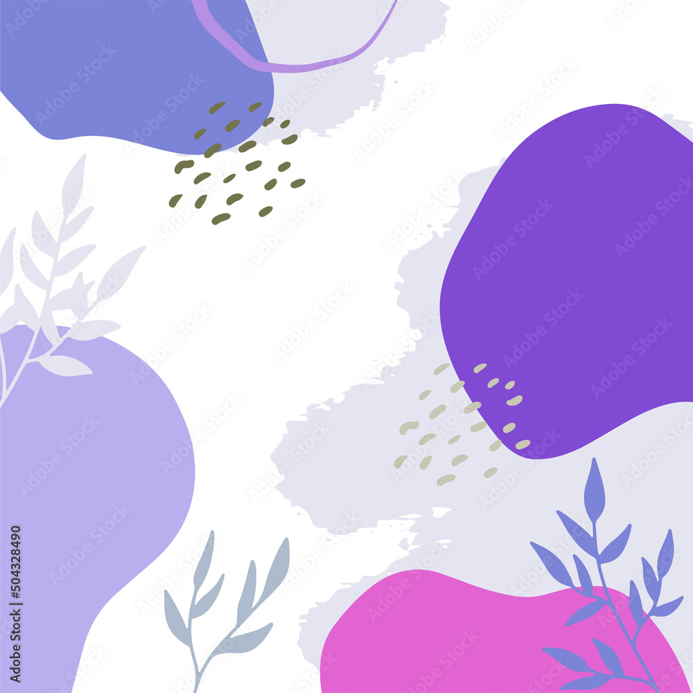 Vector design templates in simple modern style with copy space for text, flowers and leaves - wedding invitation backgrounds and frames, social media stories wallpapers, luxury stationery