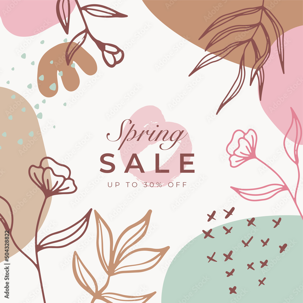 Hello spring flower frame vector template Hello spring flower frame vector template