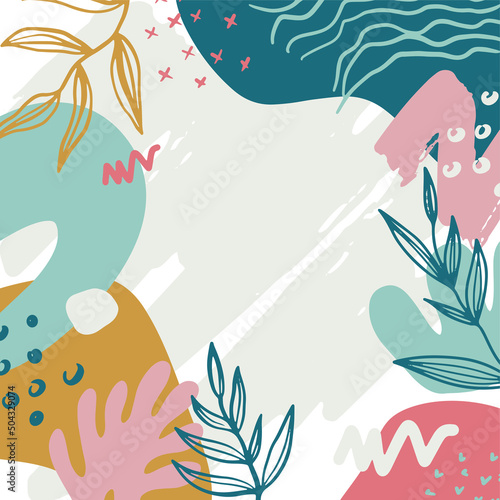 Vector illustration in trendy flat simple style - spring and summer background with copy space for text - landscape